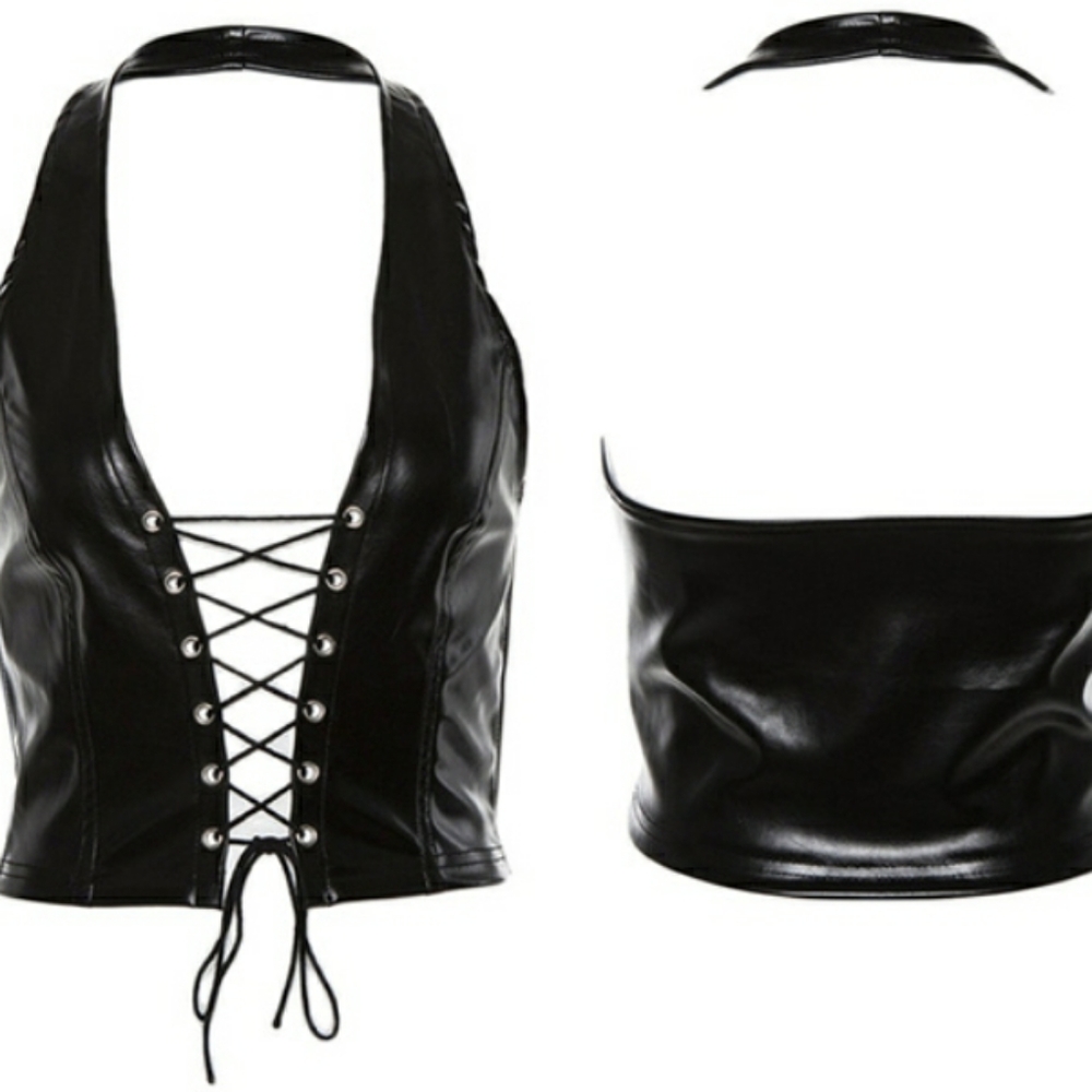Leather Laceup Halter Top